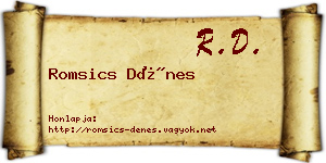 Romsics Dénes névjegykártya