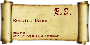 Romsics Dénes névjegykártya
